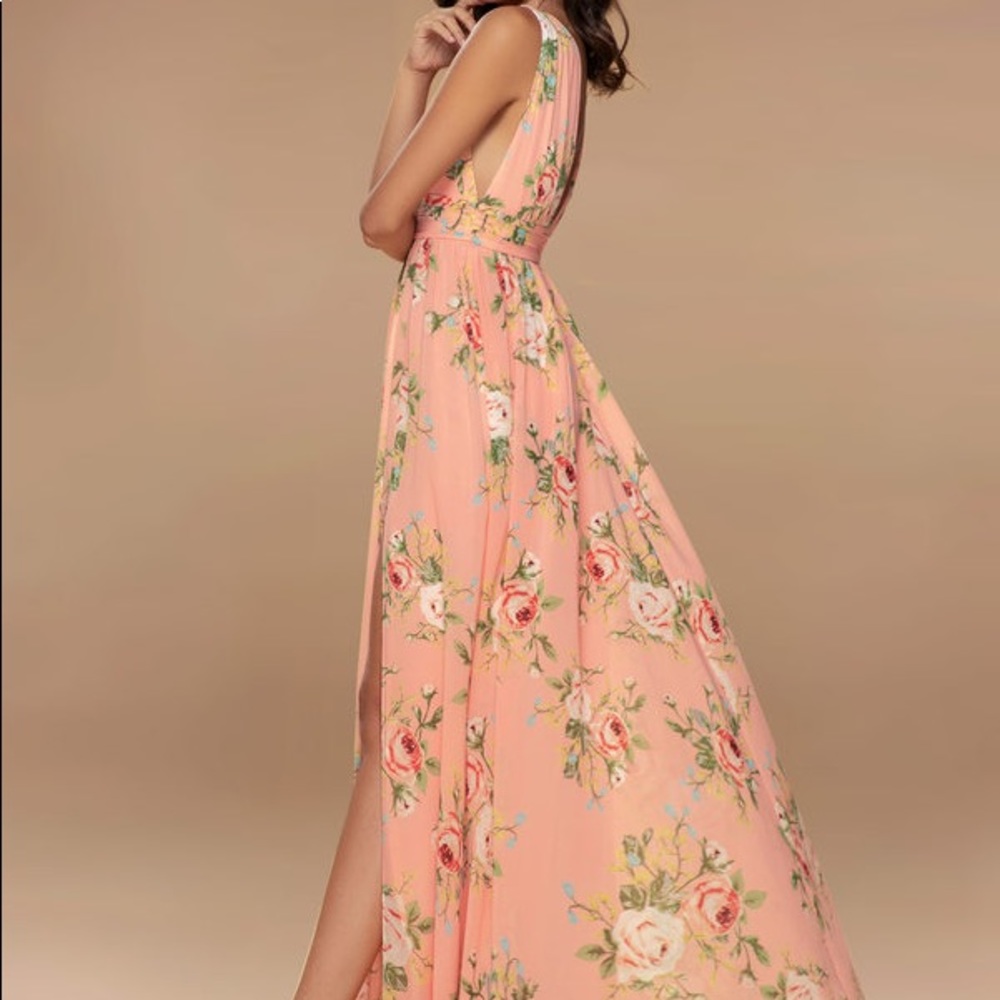 Azazie Blush Pink Floral Maxi Dress